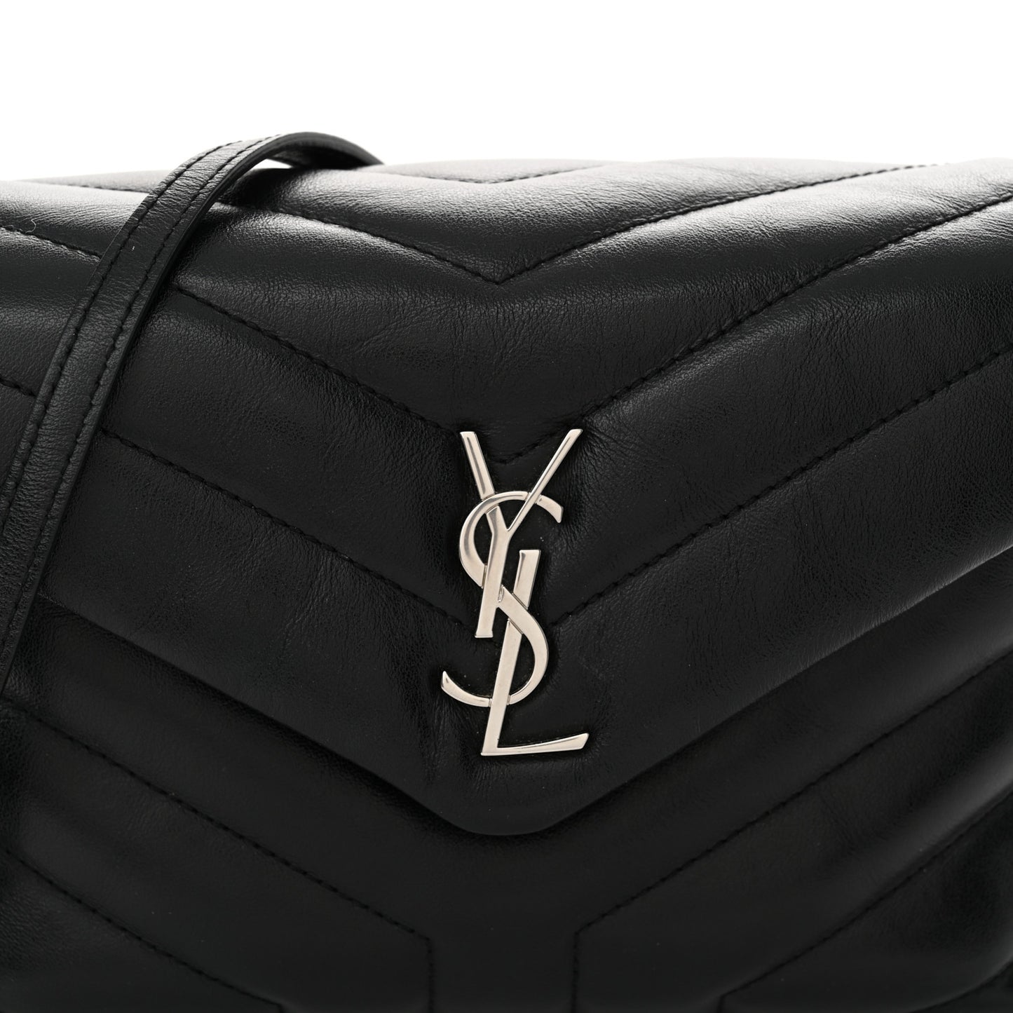 Calfskin Y Quilted Monogram Toy Loulou Crossbody Bag Black