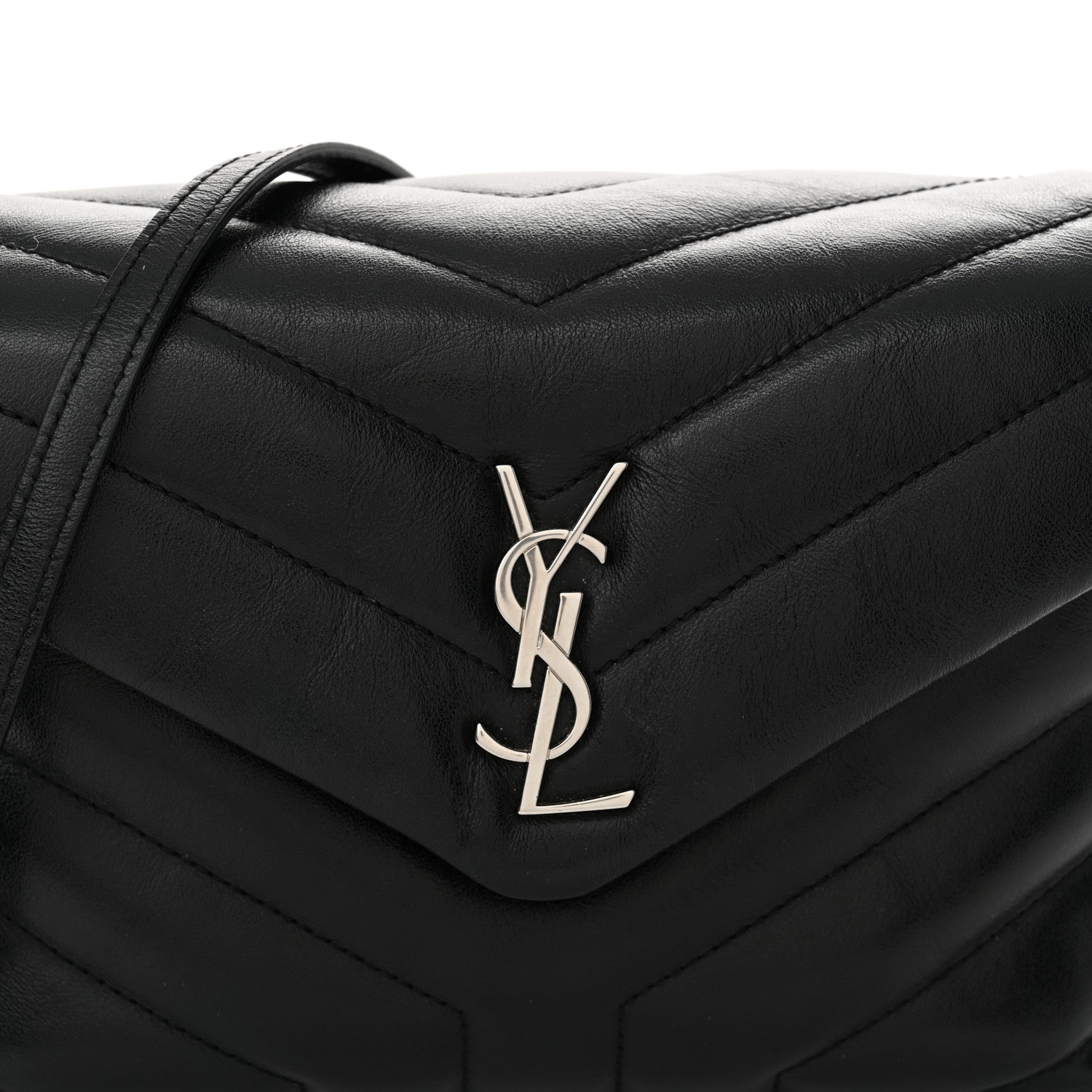 Saint Laurent Calfskin Y Quilted Monogram Toy Loulou Crossbody Bag Black 8 of 12