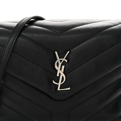 Saint Laurent Calfskin Y Quilted Monogram Toy Loulou Crossbody Bag Black 8 of 12