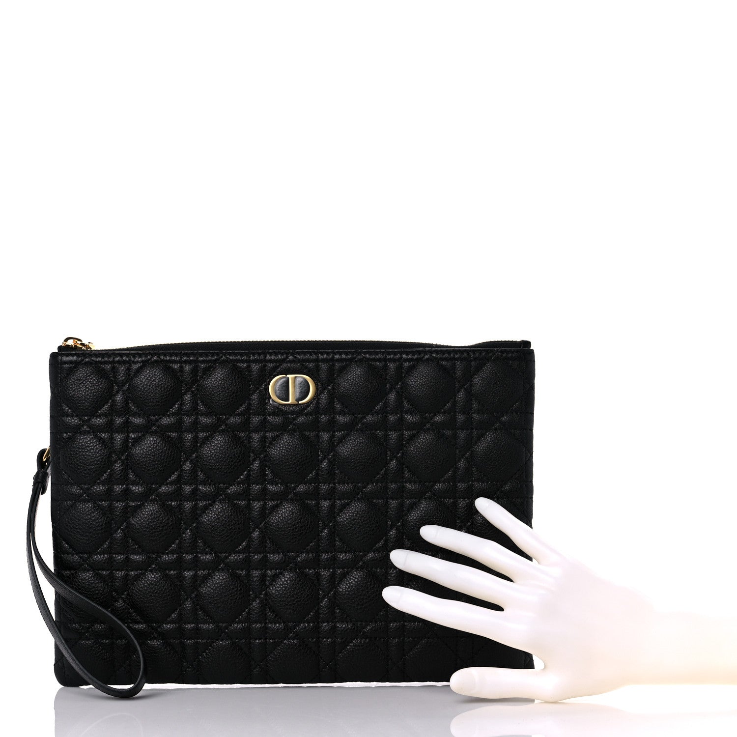 Christian Dior Supple Calfskin Cannage Large Caro Daily Pouch Black 2 of 9