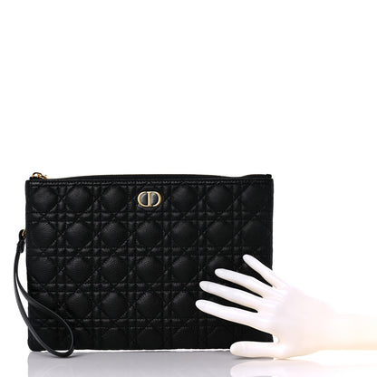 Christian Dior Supple Calfskin Cannage Large Caro Daily Pouch Black 2 of 9