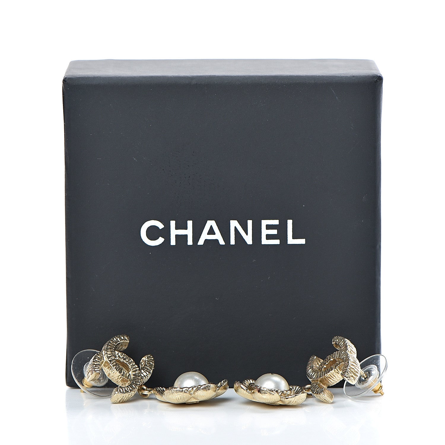Chanel Pearl CC Camellia Earrings Gold 6 of 6