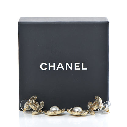 Chanel Pearl CC Camellia Earrings Gold 6 of 6