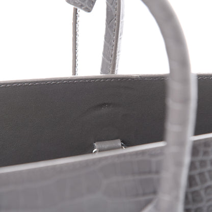 Saint Laurent Calfskin Crocodile Embossed Small Sac De Jour Fog 9 of 21