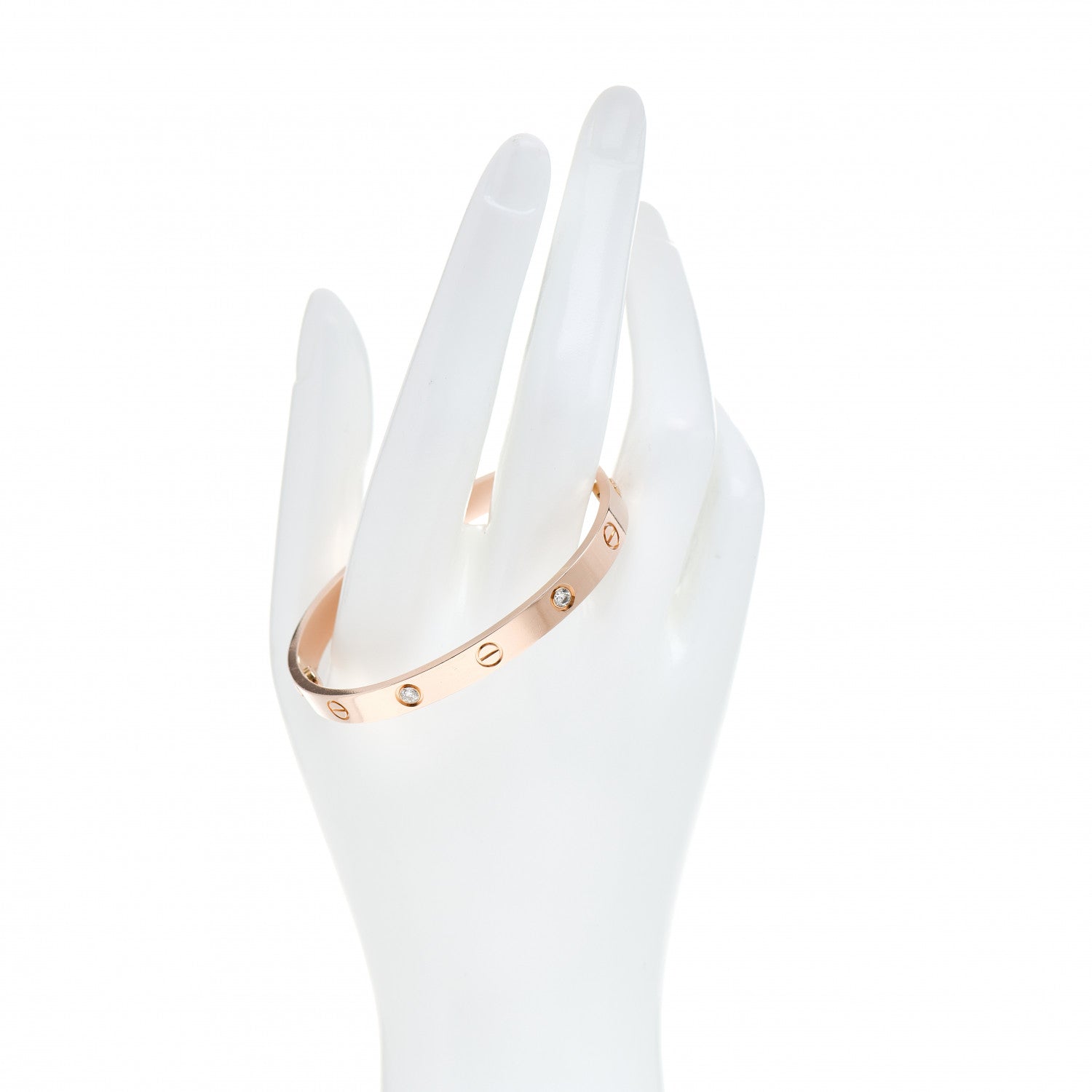 Cartier 18K Pink Gold 4 Diamond LOVE Bracelet 17 2 of 5