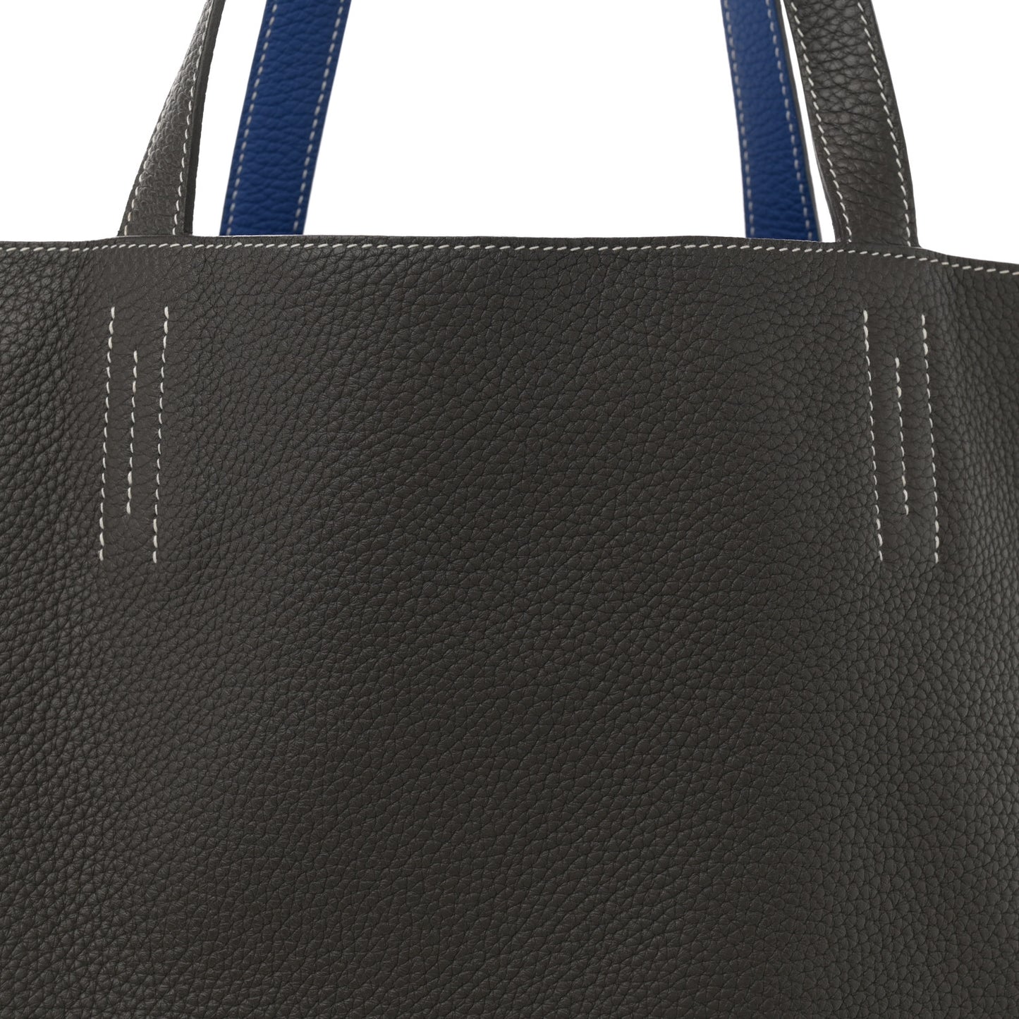 Taurillon Clemence Double Sens 36 Reversible Tote Graphite Bleu Electrique