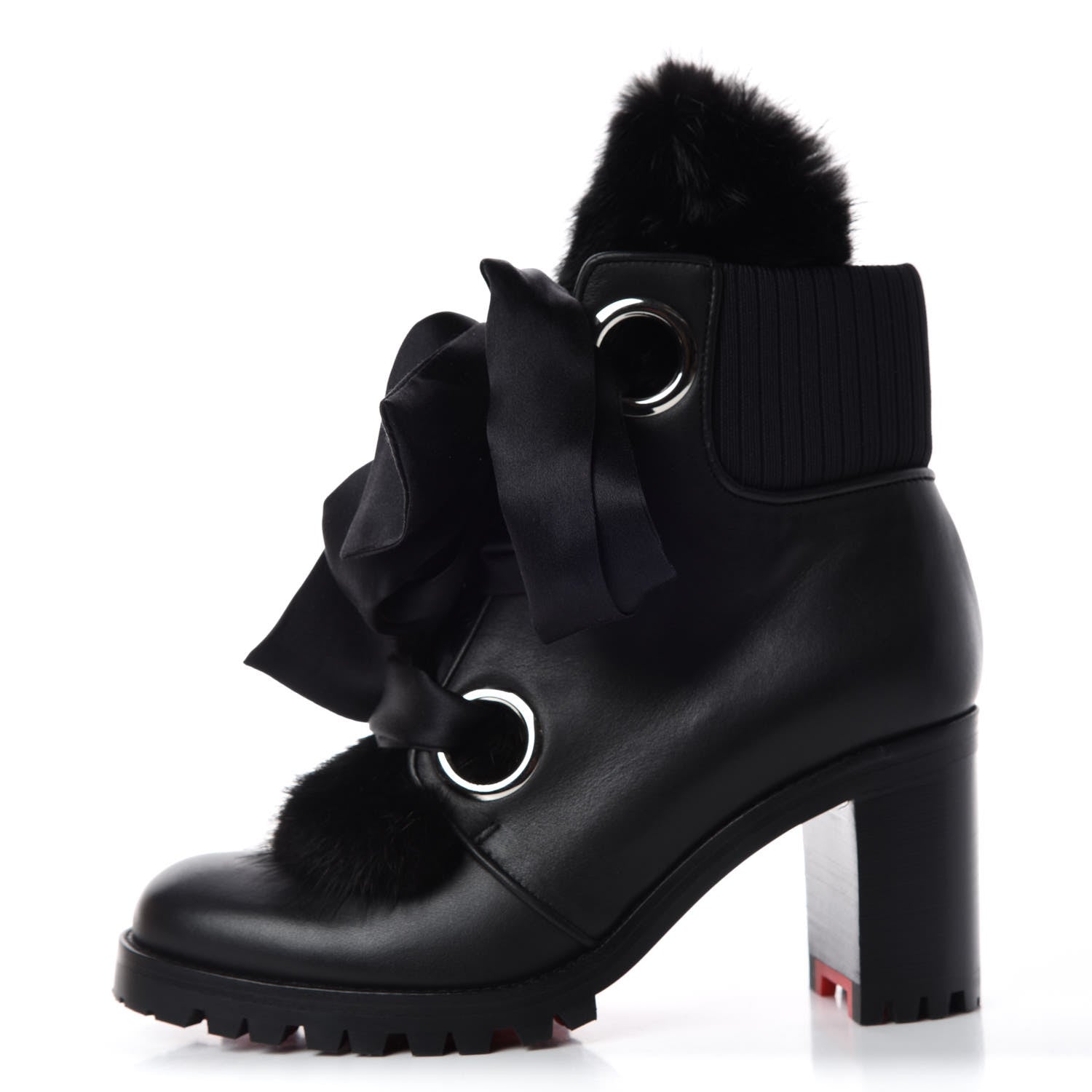 Christian Louboutin Calfskin Mink Jenny From the Alps 70 Ankle Boots 35.5 Black 1 of 8
