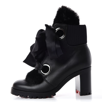 Christian Louboutin Calfskin Mink Jenny From the Alps 70 Ankle Boots 35.5 Black 1 of 8