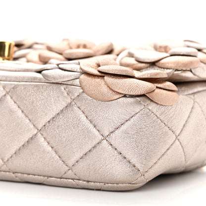 Chanel Metallic Lambskin Quilted Mini Camellia Flap Silver Gold 10 of 13