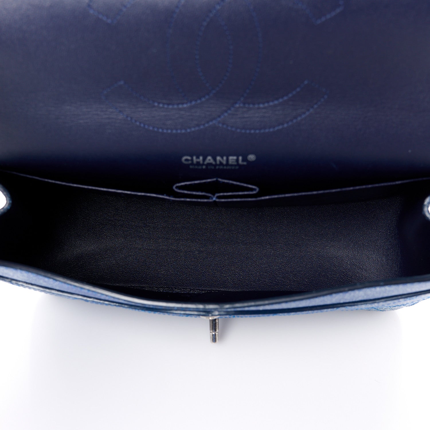 Chanel Crackled Calfskin Jumbo Double Flap Blue 5 of 12