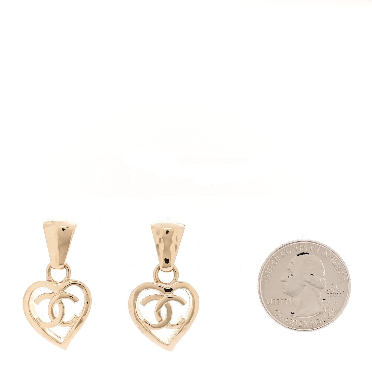 Chanel Metal CC Heart Coco In Love Drop Earrings Gold 2 of 4