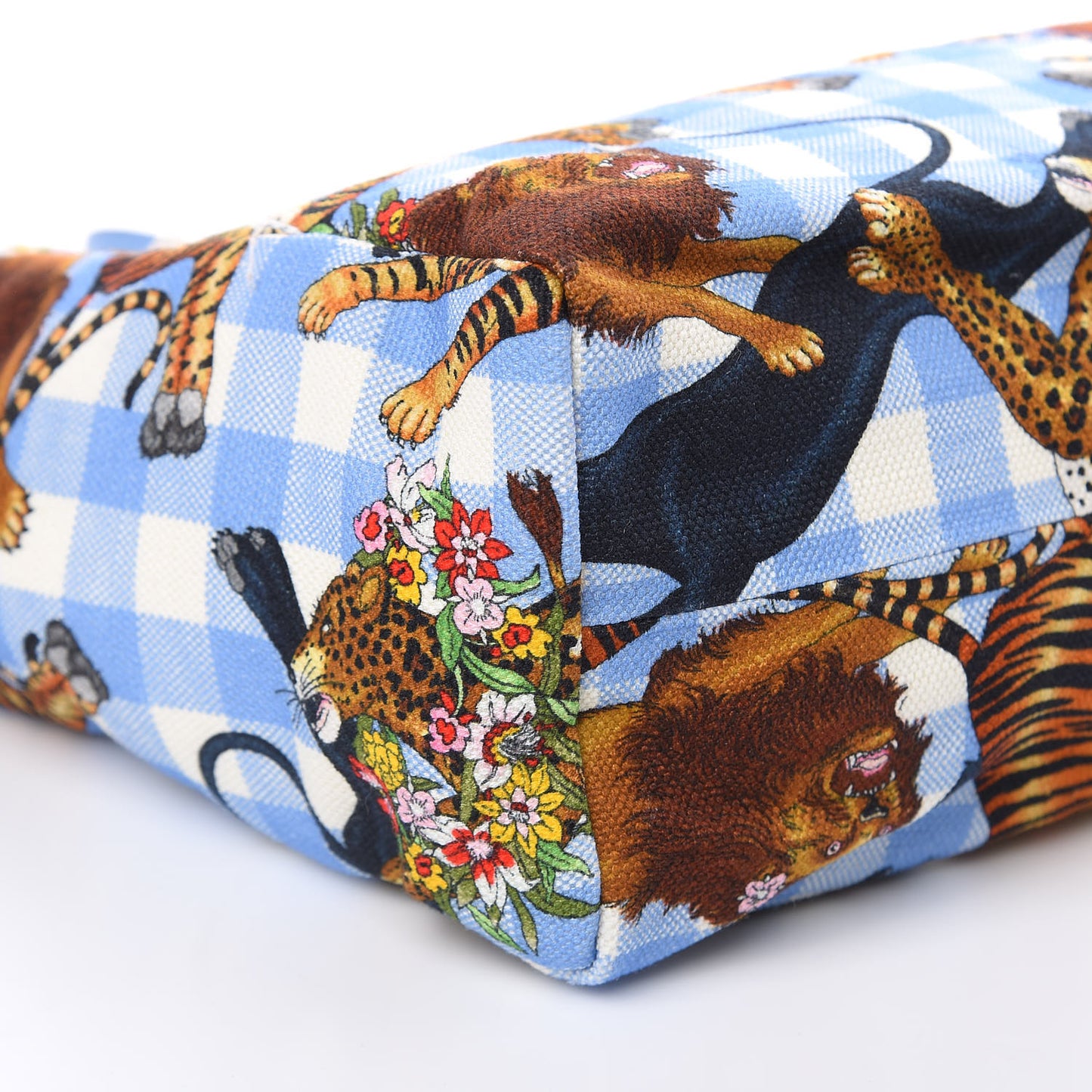 Canvas Kids Felines Vichy Print Tote Clear Sky Blue