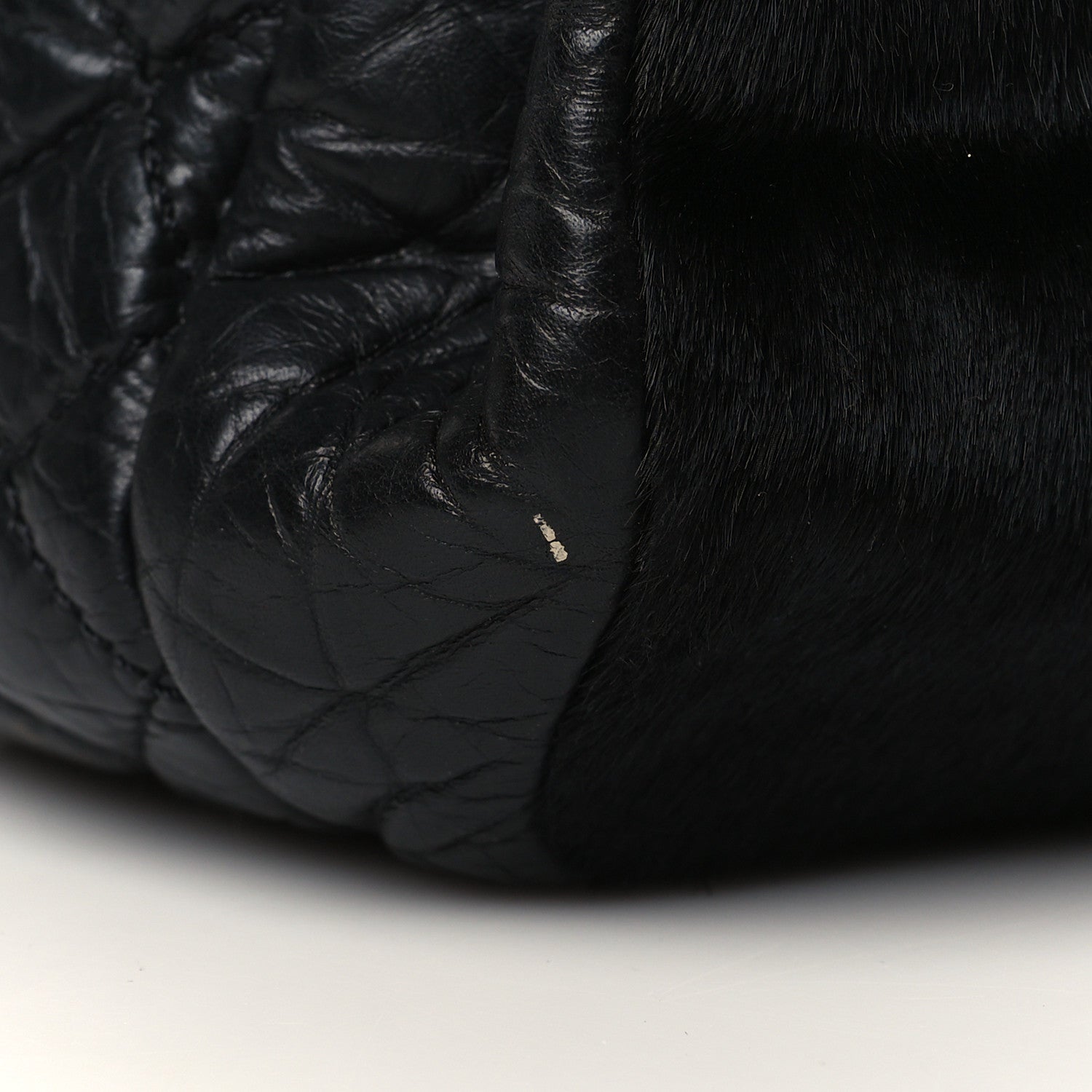 Chanel Pony Hair Lambskin Quilted Kiss Lock Frame Bag Black 9 of 9