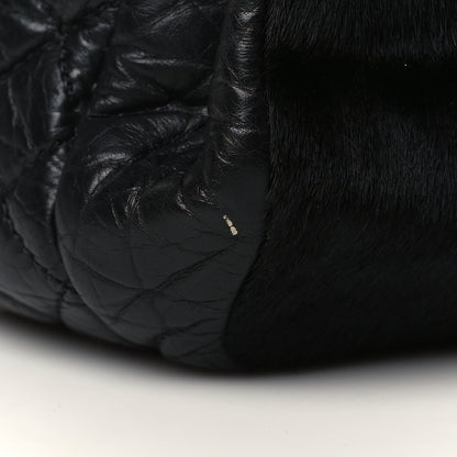 Chanel Pony Hair Lambskin Quilted Kiss Lock Frame Bag Black 9 of 9