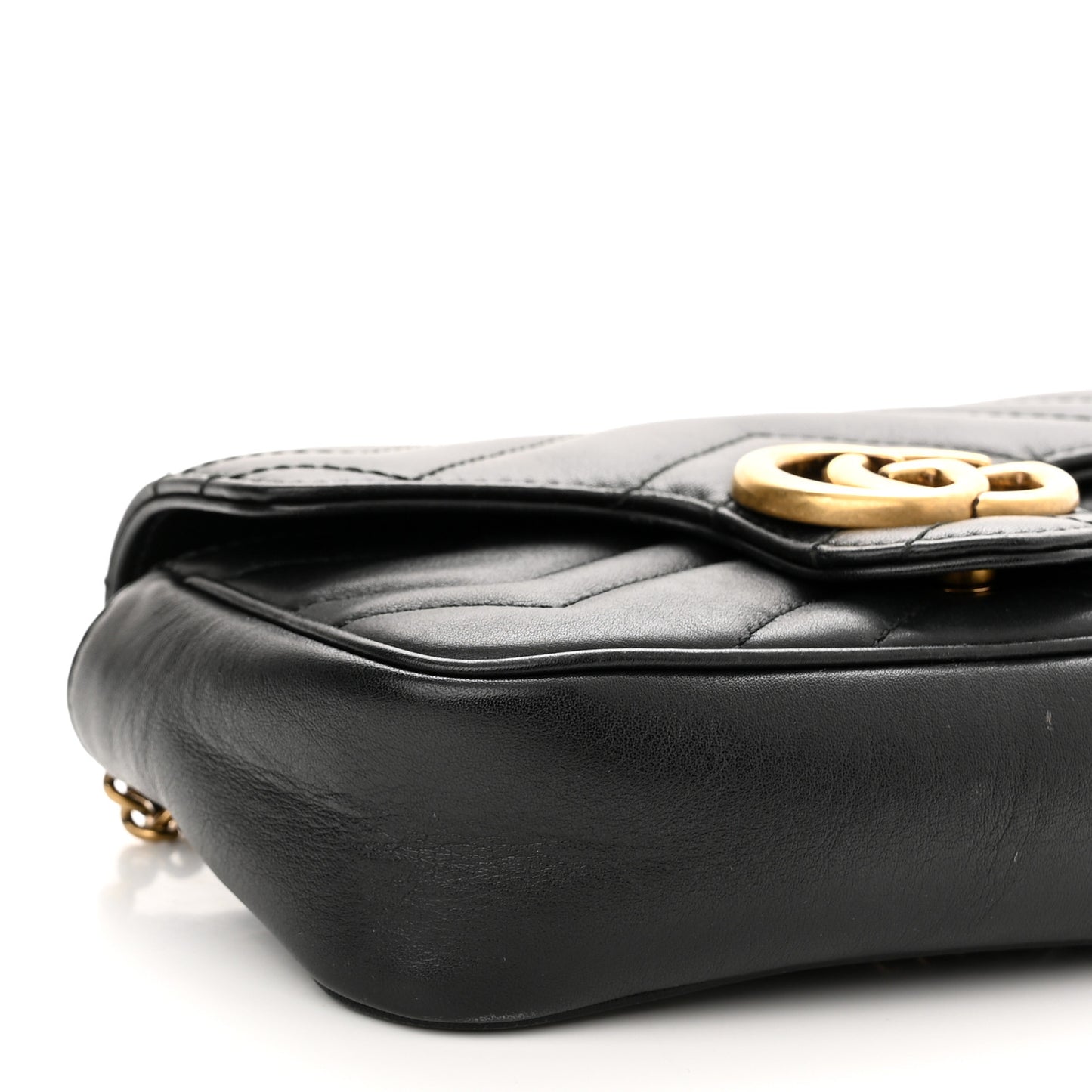 Calfskin Matelasse Super Mini GG Marmont Shoulder Bag Black