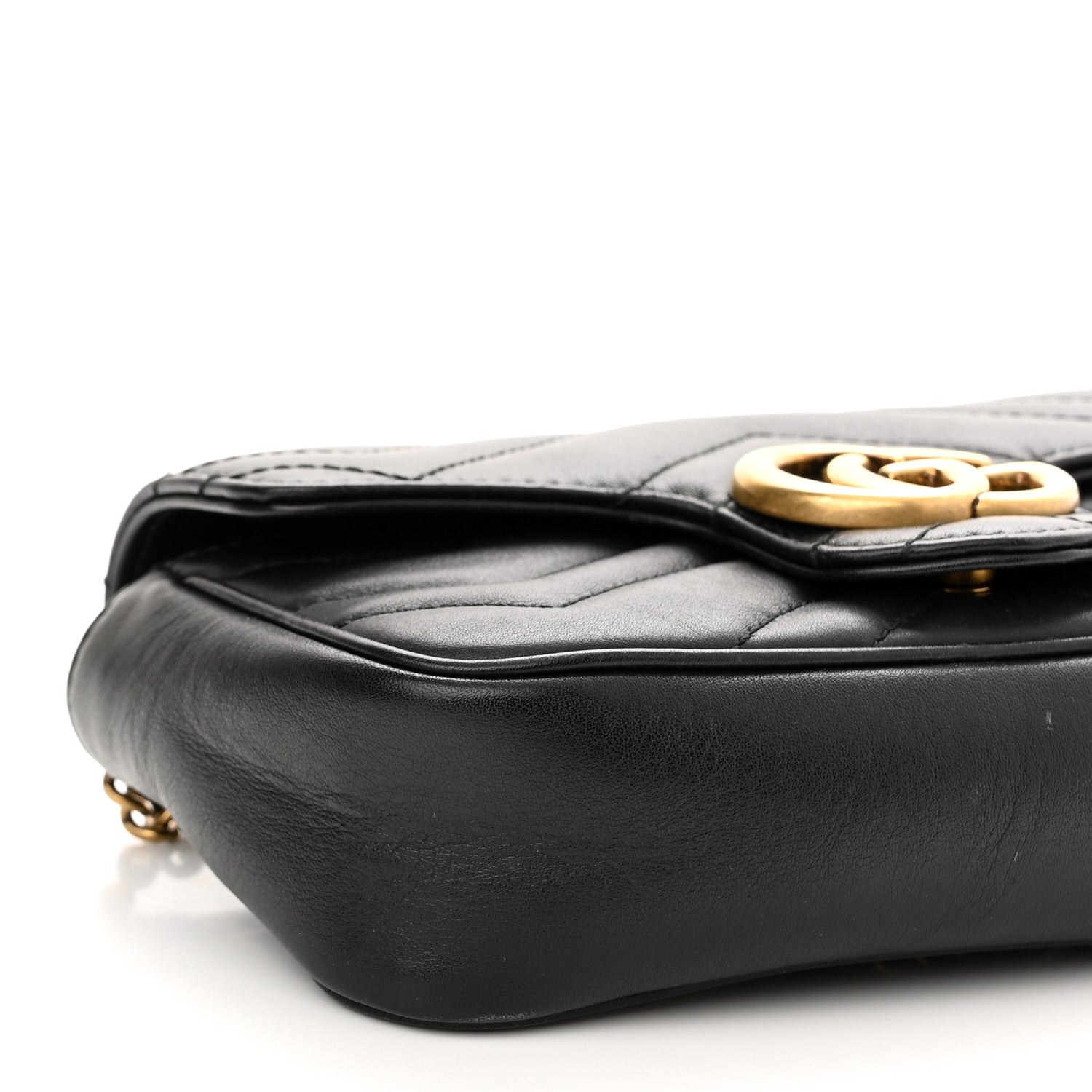 Gucci Calfskin Matelasse Super Mini GG Marmont Shoulder Bag Black 9 of 15