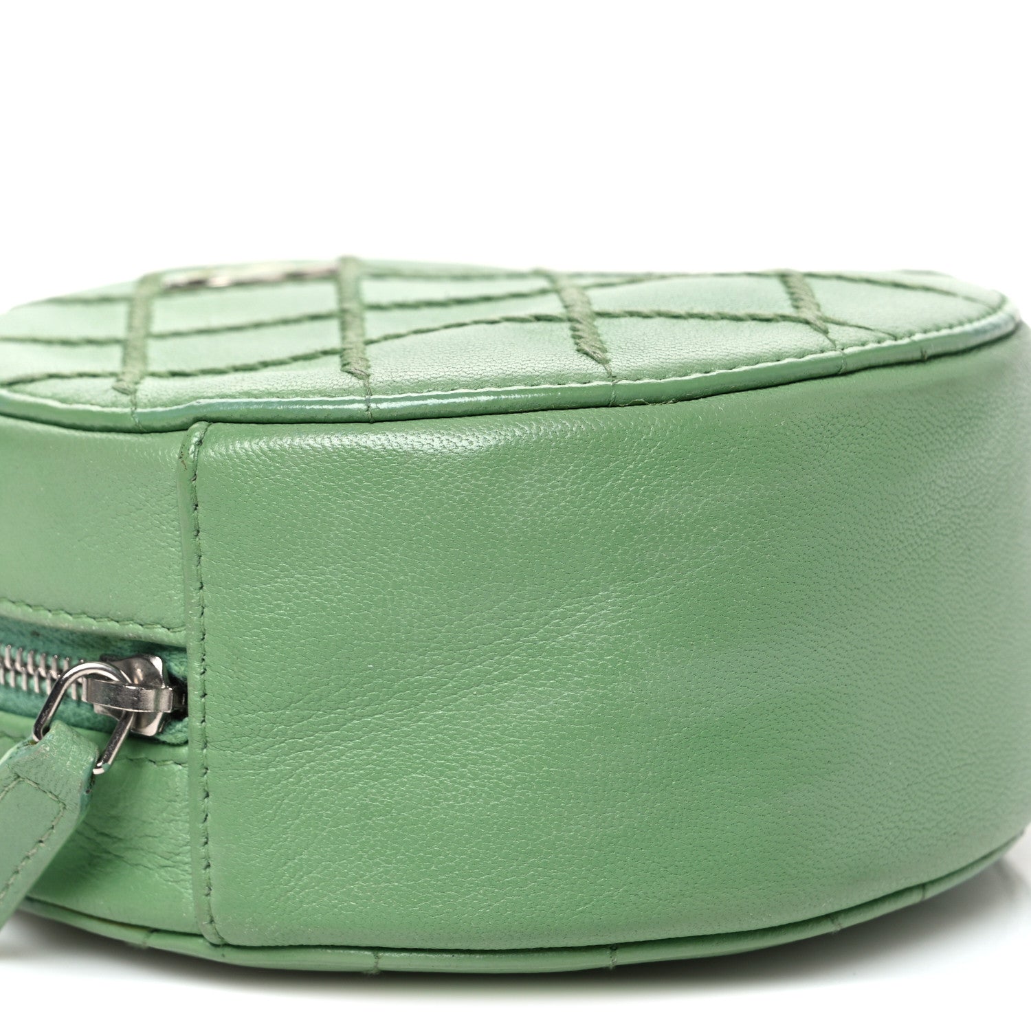 Chanel Lambskin Stitch Round Clutch With Chain Green 9 of 10