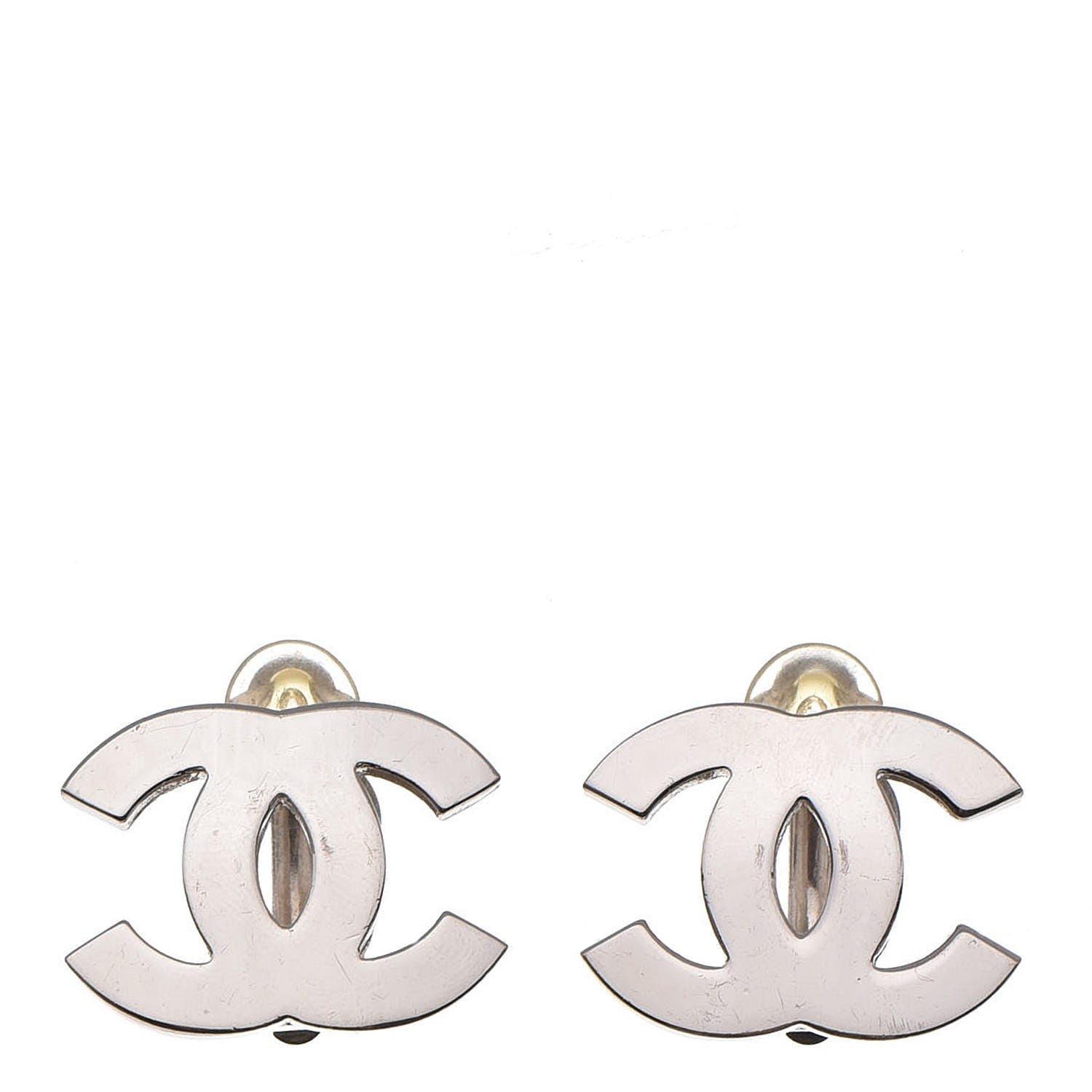 Chanel CC Clip On Earrings Silver 1 of 5