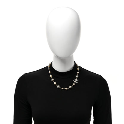 Chanel Crystal Pearl CC Short Necklace Gold 2 of 5