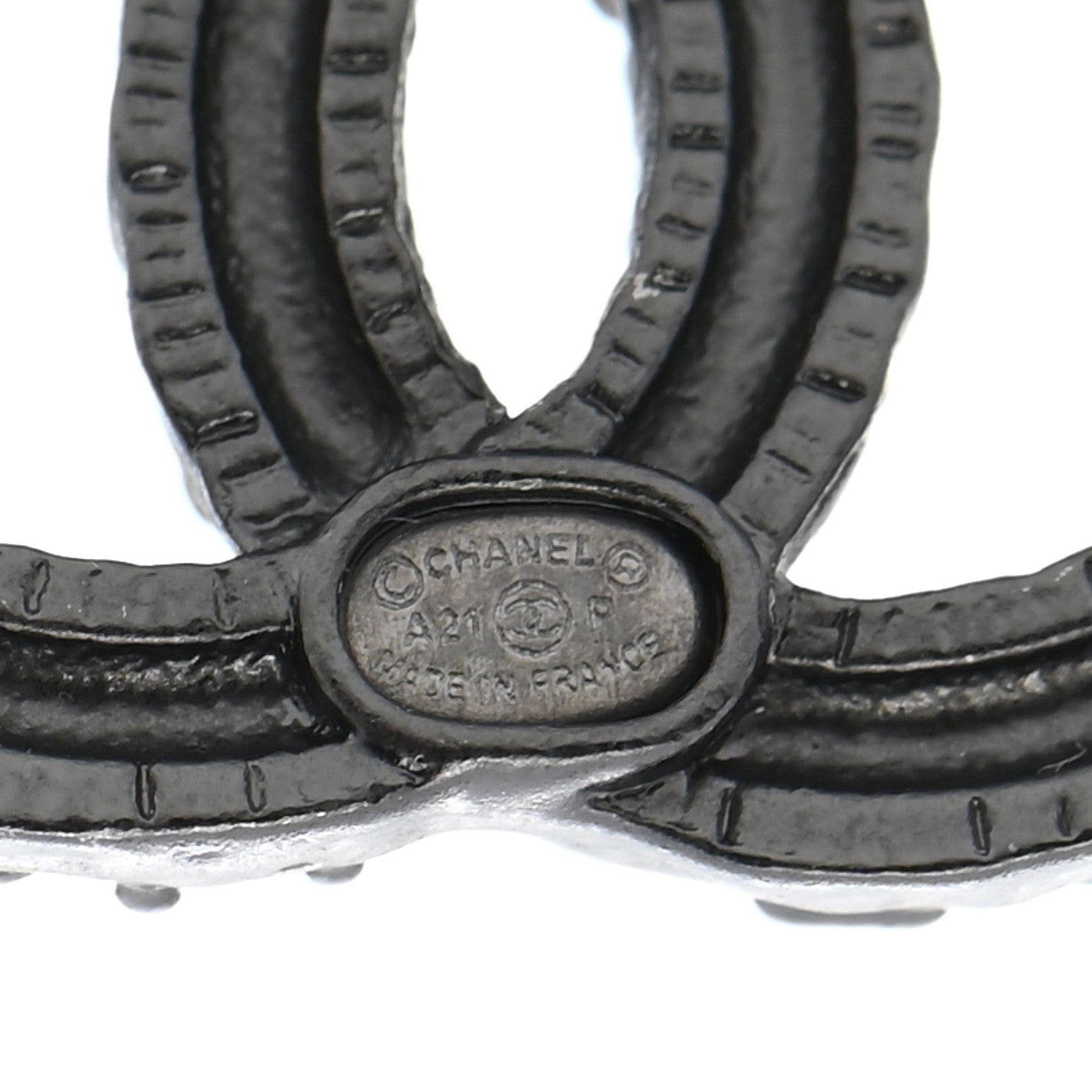 Chanel CC Earrings Ruthenium White Silver 4 of 5