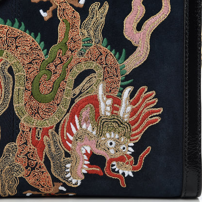 Gucci Suede Patent Web Dragon Embroidered Medium Ophidia Chain Shoulder Bag Blue Multicolor Black 10 of 10