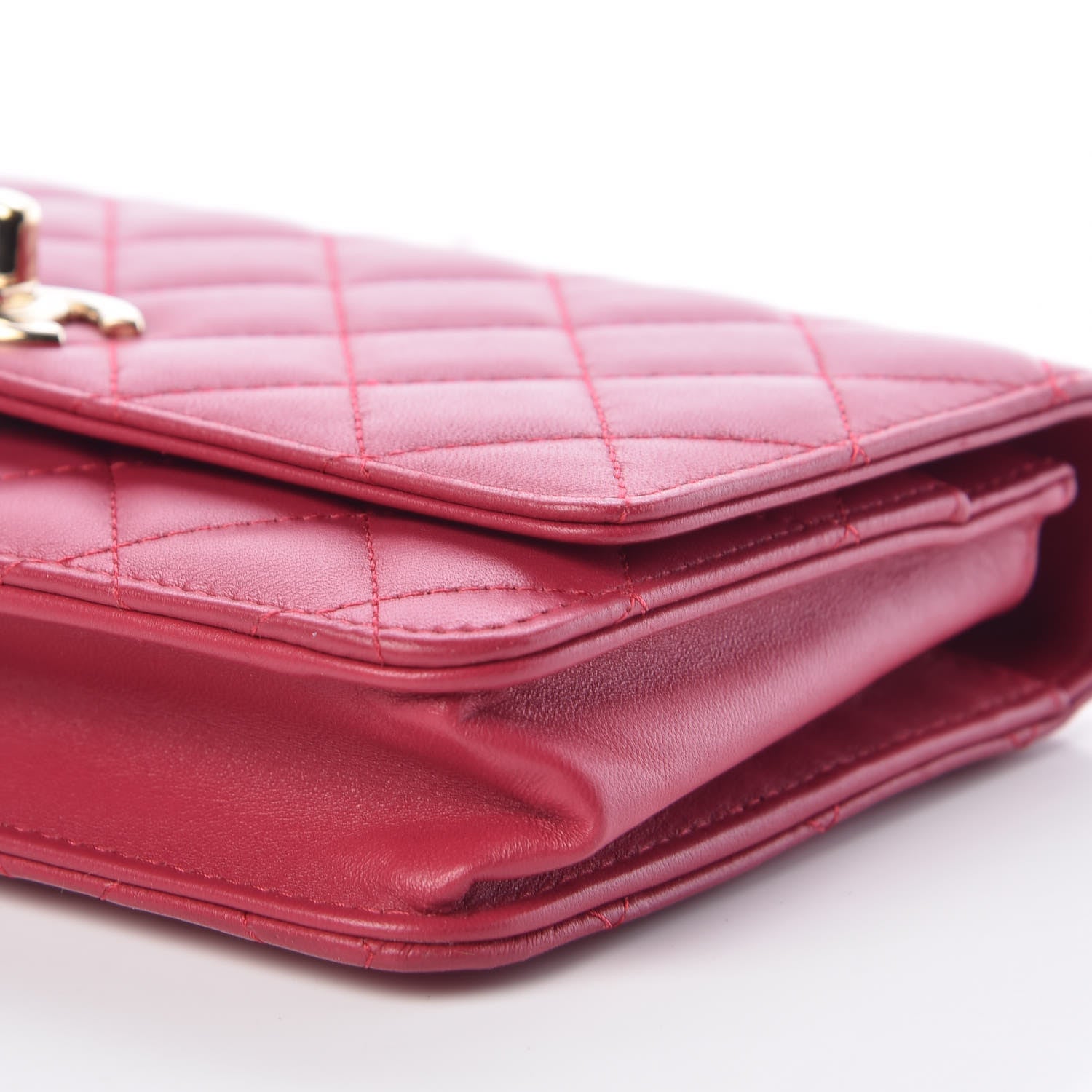 Chanel Lambskin Quilted Trendy CC Wallet On Chain WOC Dark Pink 11 of 11