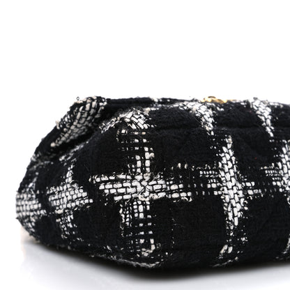 Chanel Tweed Quilted Medium Chanel 19 Flap Black White 9 of 10