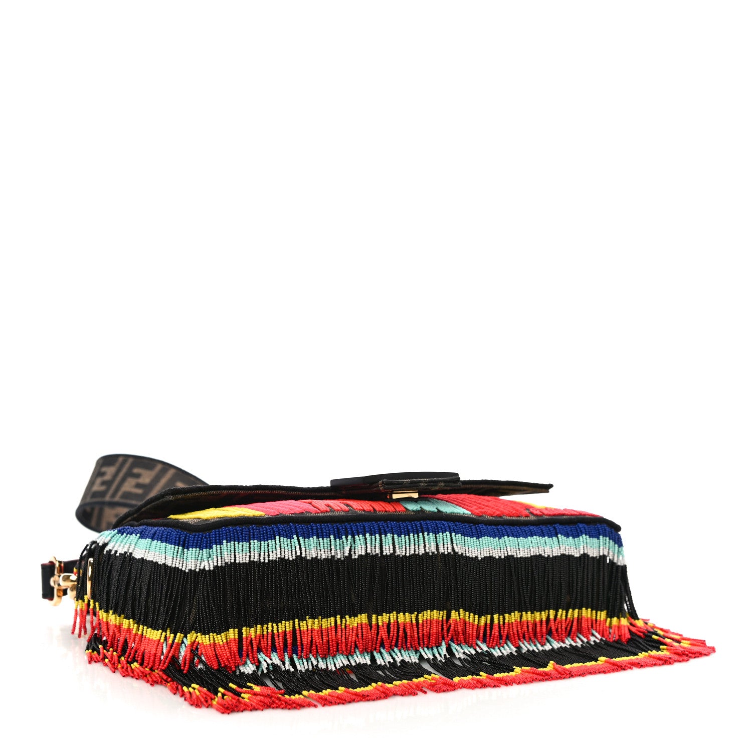 Fendi X PREF Zucca Beaded Roma Amor Baguette Tobacco Multicolor 4 of 10