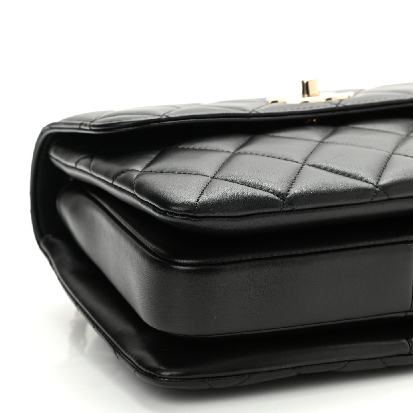 Lambskin Quilted Small Trendy CC Dual Handle Flap Bag Black