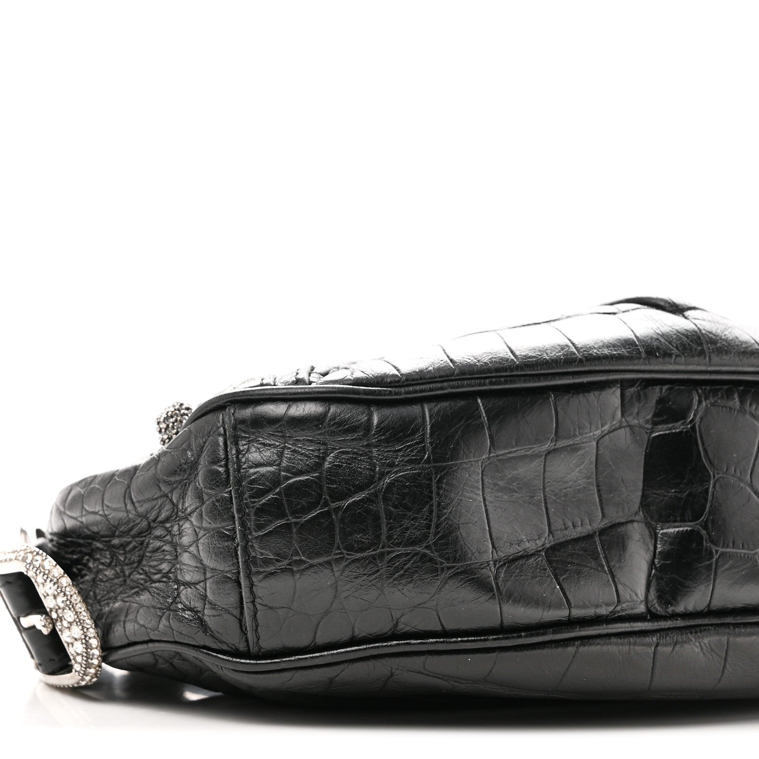 Balenciaga Extra Supple Calfskin Crystal Crocodile Embossed Le Cagole Shoulder Bag XS Black 10 of 11