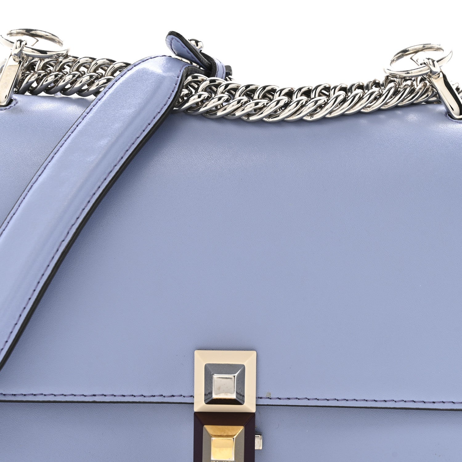 Fendi Vitello Liberty Studded Small Kan I Shoulder Bag Azzurro Sky Multicolor 9 of 17