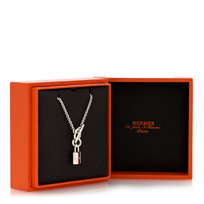 Hermes Sterling Silver Cadenas Kelly Lock Pendant Necklace 6 of 6