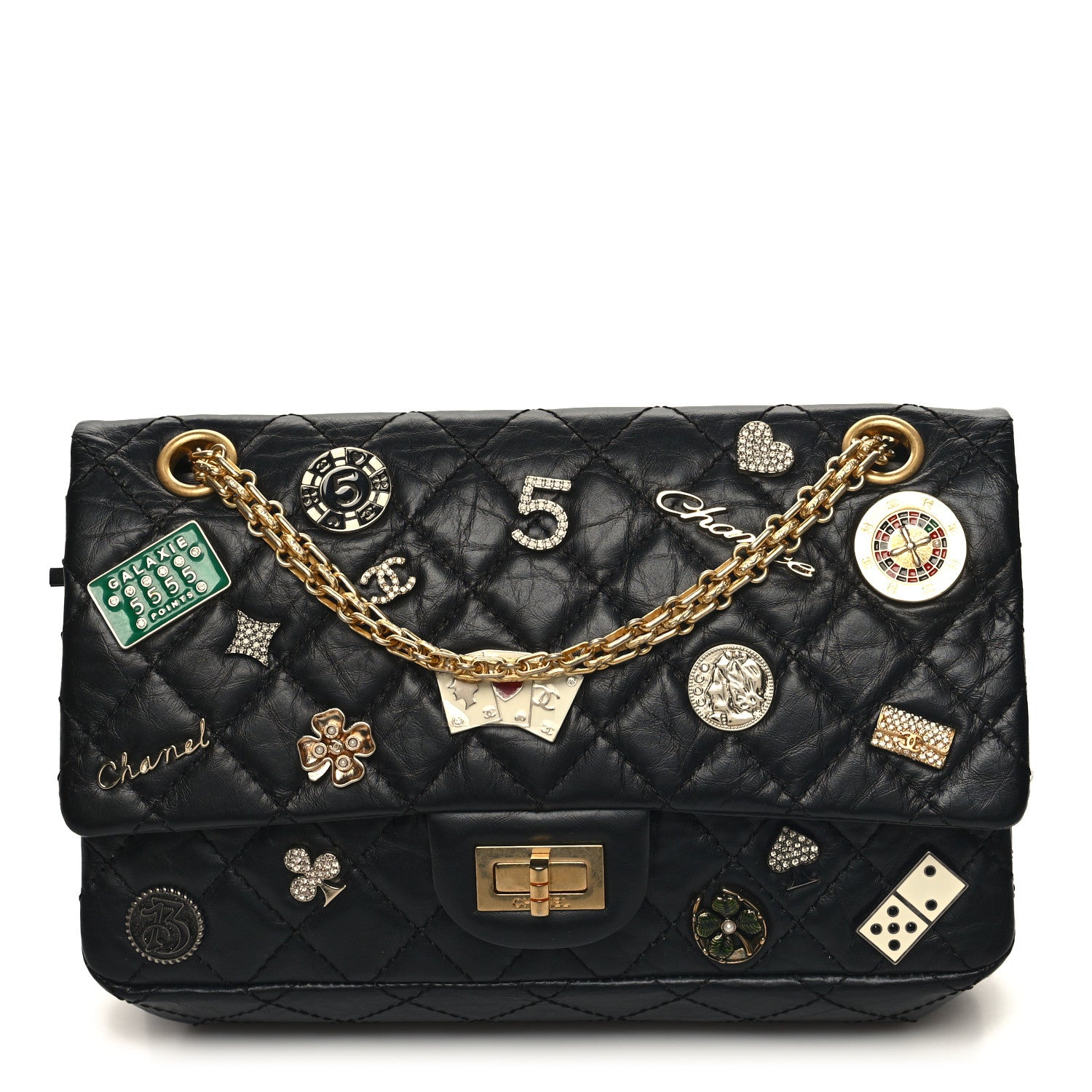 Chanel Aged Calfskin Lucky Charms 2.55 Reissue 225 Flap Black 1 of 10