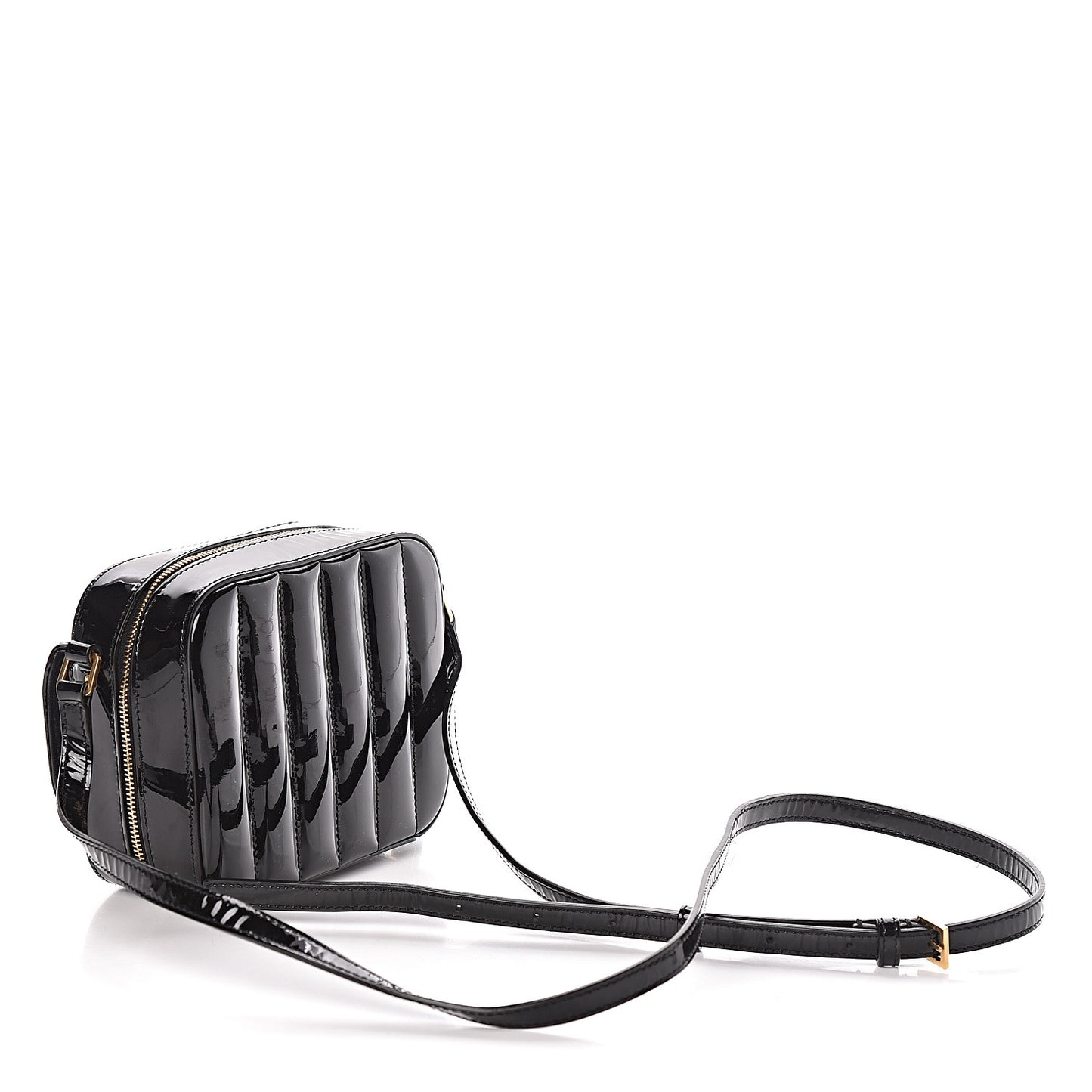 Patent Matelasse Monogram Toy Vicky Camera Bag Black