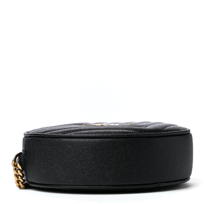 Saint Laurent Grain De Poudre Matelasse Chevron Quilted Round Vinyle Camera Bag Black 3 of 4