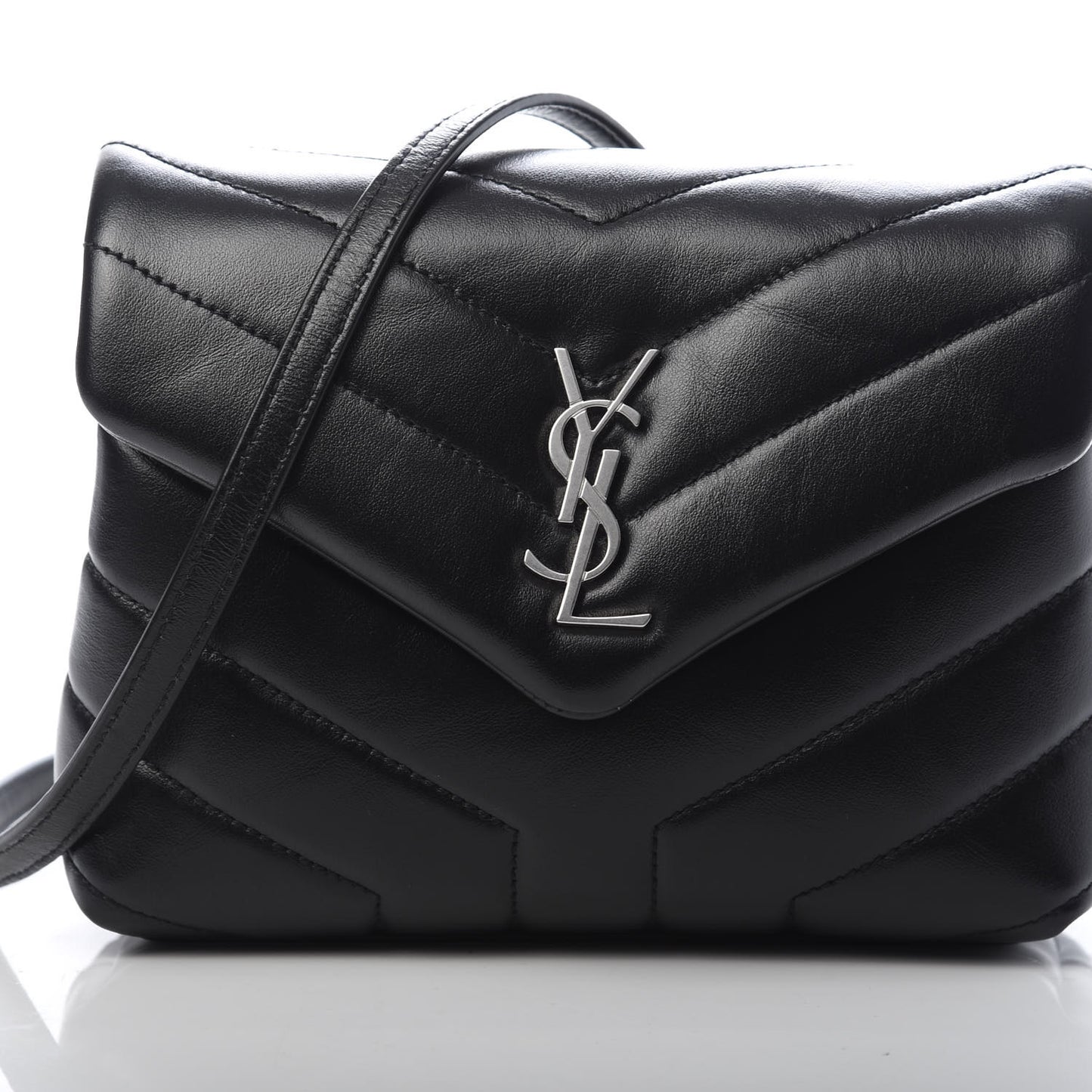 Calfskin Y Quilted Monogram Toy Loulou Crossbody Bag Black