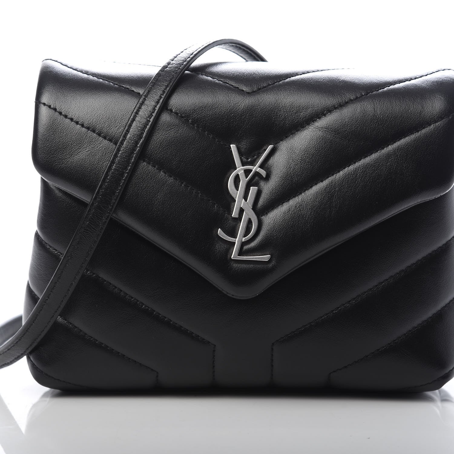 Saint Laurent Calfskin Y Quilted Monogram Toy Loulou Crossbody Bag Black 8 of 11