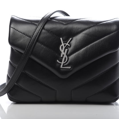 Saint Laurent Calfskin Y Quilted Monogram Toy Loulou Crossbody Bag Black 8 of 11