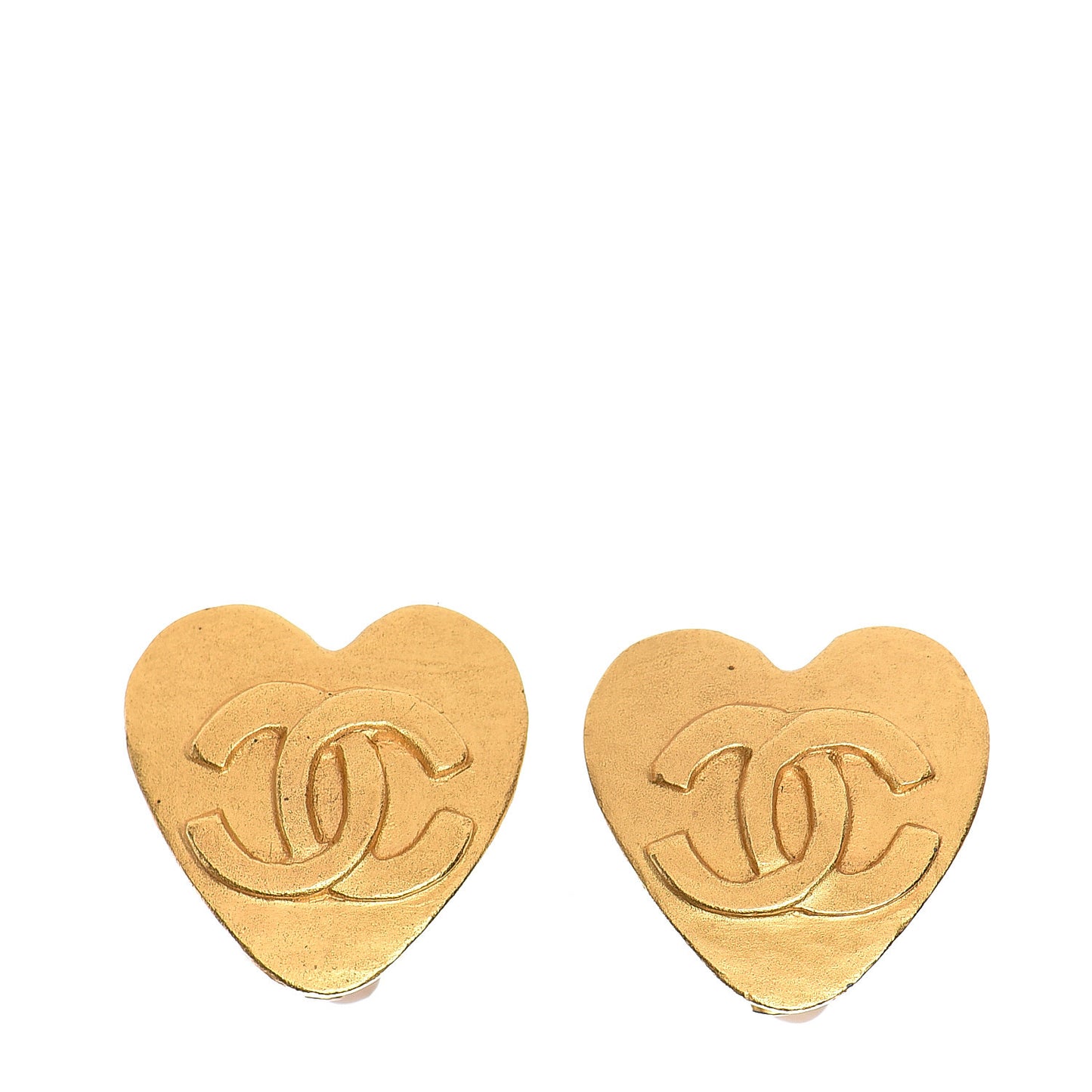 CC Heart Clip On Earrings Gold