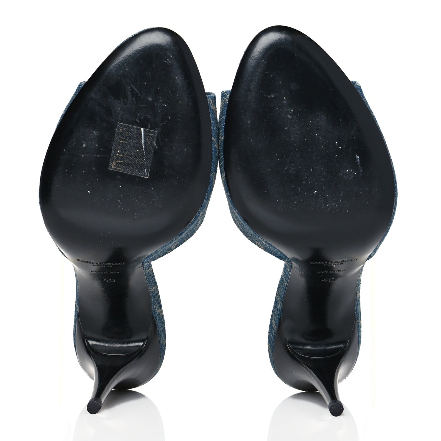 Denim Monogram La 16 Mule Sandals 40 Blue Jeans