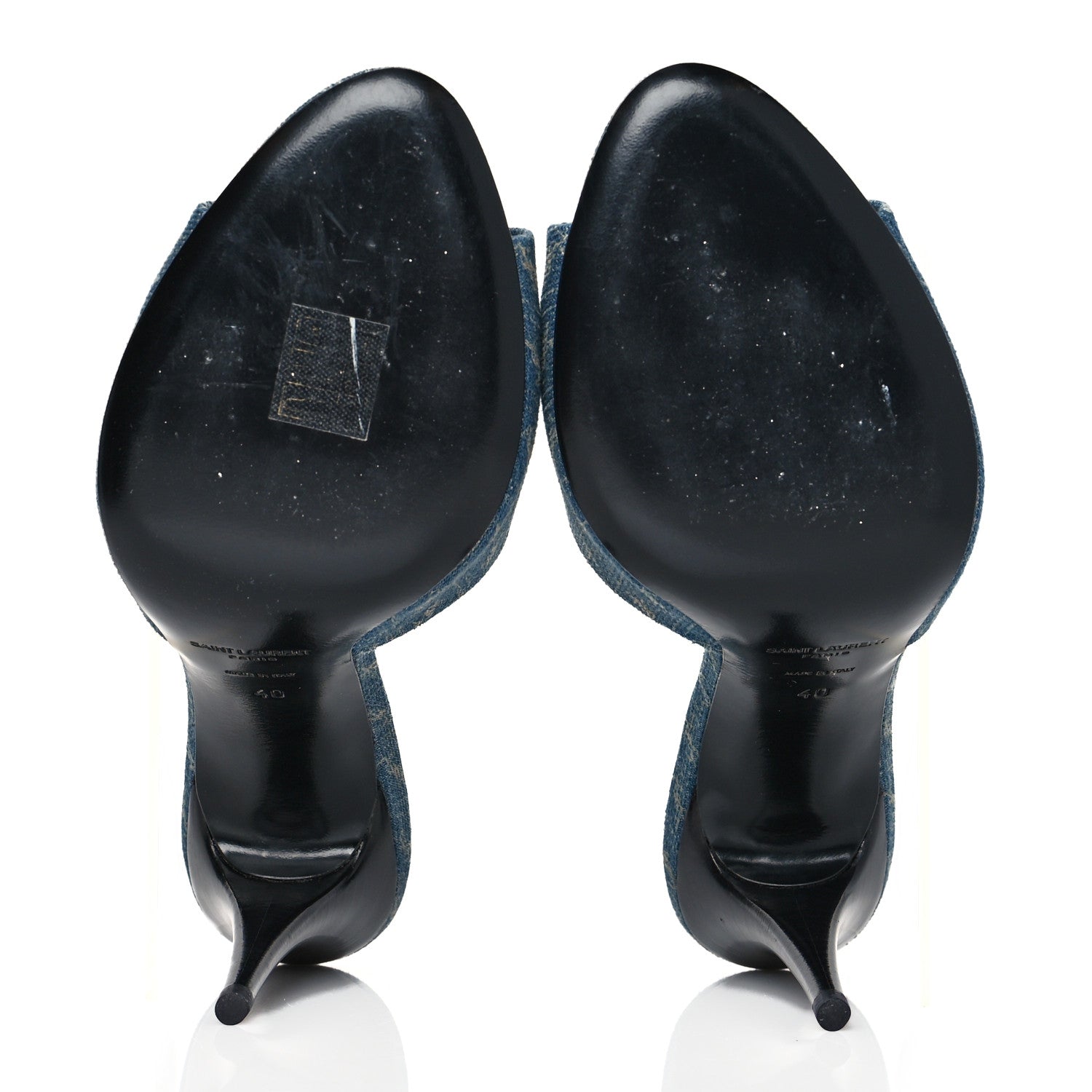Saint Laurent Denim Monogram La 16 Mule Sandals 40 Blue Jeans 5 of 9