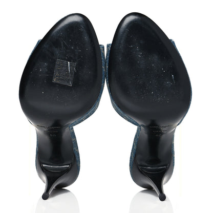 Saint Laurent Denim Monogram La 16 Mule Sandals 40 Blue Jeans 5 of 9