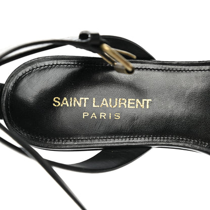 Saint Laurent Calfskin Oak Flat Sandals 38 Black 7 of 9