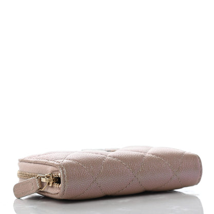 Chanel Iridescent Caviar Quilted Zip Coin Purse Beige 4 of 8