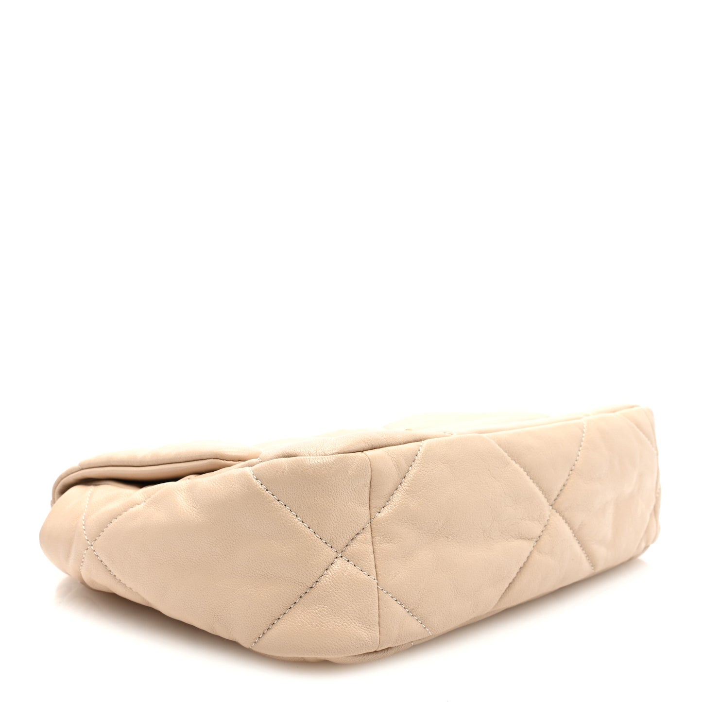 Goatskin Quilted Medium Chanel 19 Flap Beige