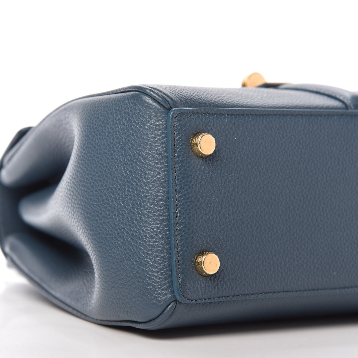 Grained Calfskin Small 16 Top Handle Bag Petrol