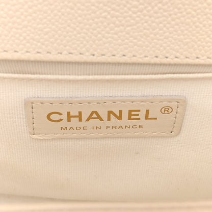 Chanel Caviar Chevron Quilted Medium Boy Flap Light Beige 6 of 10