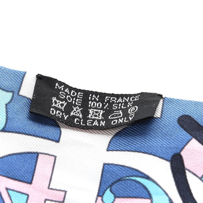 Hermes Silk Le Nombre D'Or Twilly Blue Jean Rose Pale Ciel 3 of 6