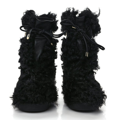 Chanel Shearling Sheepskin High Boots 36 Black 2 of 7