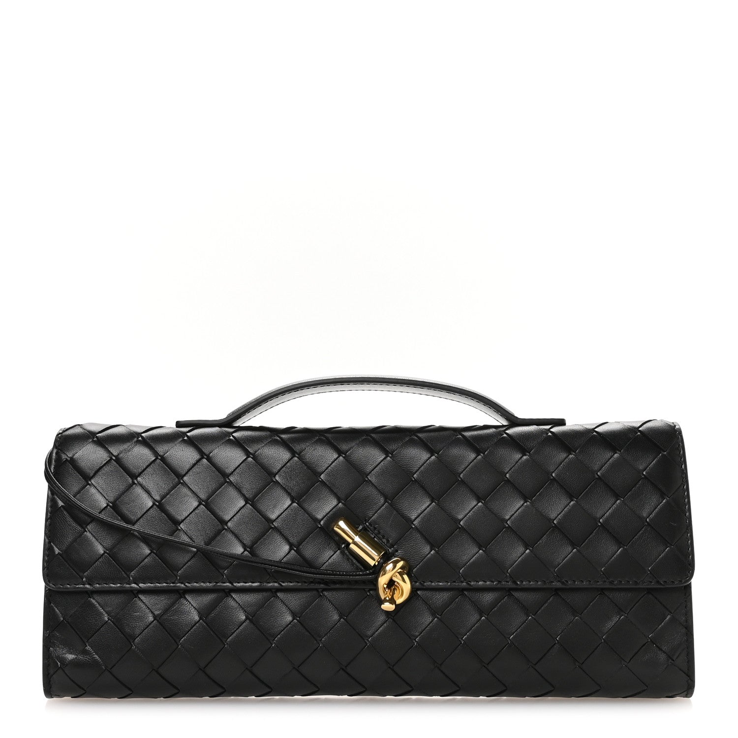 Bottega Veneta Nappa Intrecciato Long Andiamo Top Handle Clutch Black 1 of 7